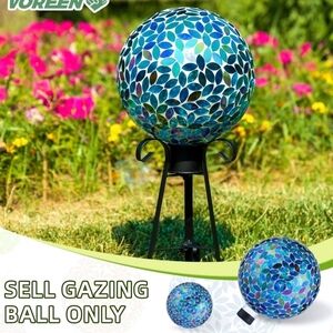 10-Inch Gazing Ball Glass Mosaic Gazing Globe, Outdoor Reflective Only Ball Yard